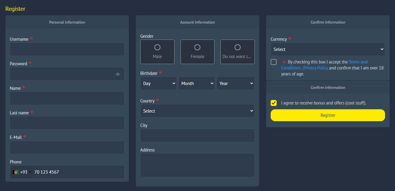 Sådan registrerer du dig hos Yonibet Bonuskode