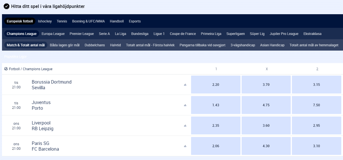 Spelutbud som William Hill Bonus