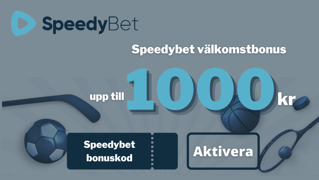 Speedybet välkomstbonus: 100% upp till 1000 kr Speedybet bonuskod